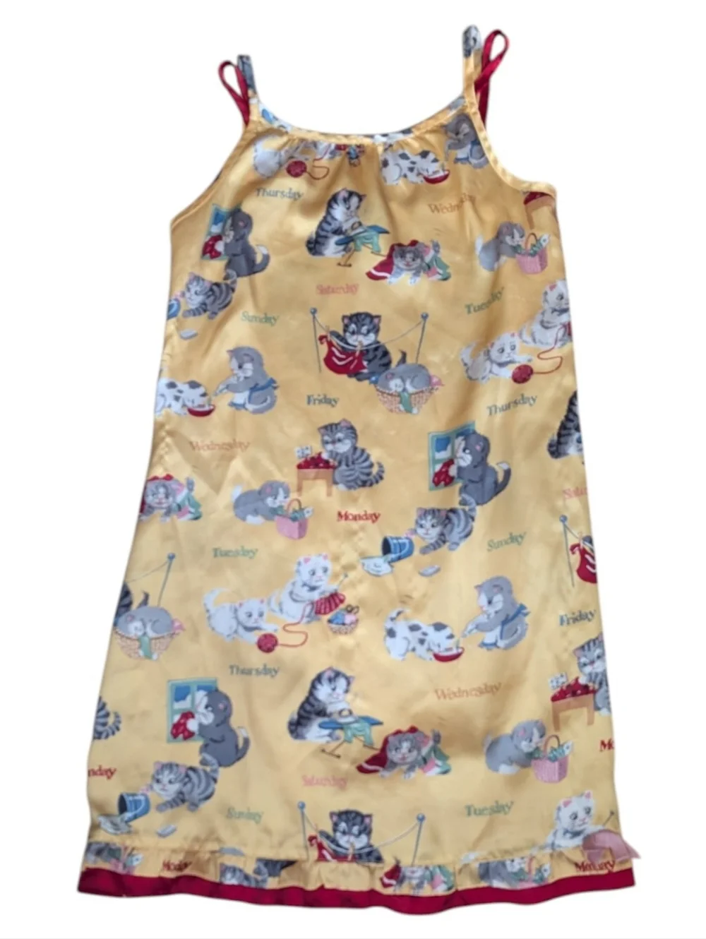 Vintage Y2K Nick & Nora‎ Kitten Cat Print Nightgown Pajamas Sleepwear Girls 7/8